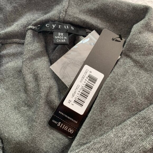 NEW Cyrus dark gray hooded long sleeve tunic pullover sweatshirt - Picture 6 of 9